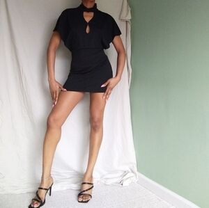 Women's high neck Black dress by Dark pink